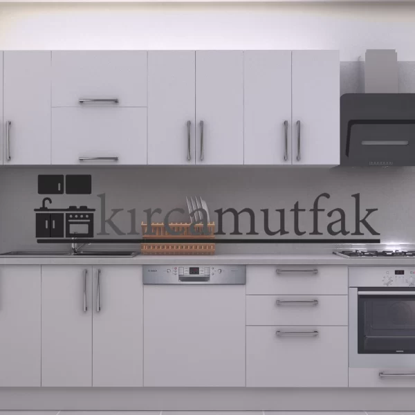 Düz Model Mutfak Dolabı 300 cm | AGT Beyaz L001